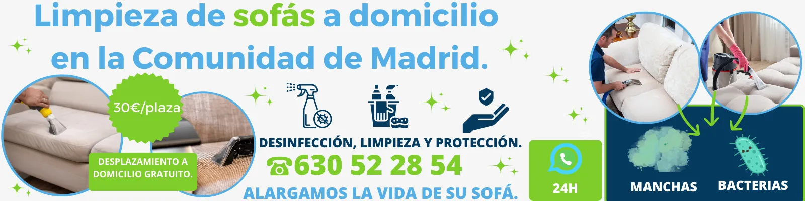 Limpieza de sofás a domicilio en la Coslada. Servicio profesional de desinfección, limpieza profunda y eliminación de manchas y bacterias, con desplazamiento gratuito. Contacto 24 horas para limpieza de sofás por 39€ por plaza.