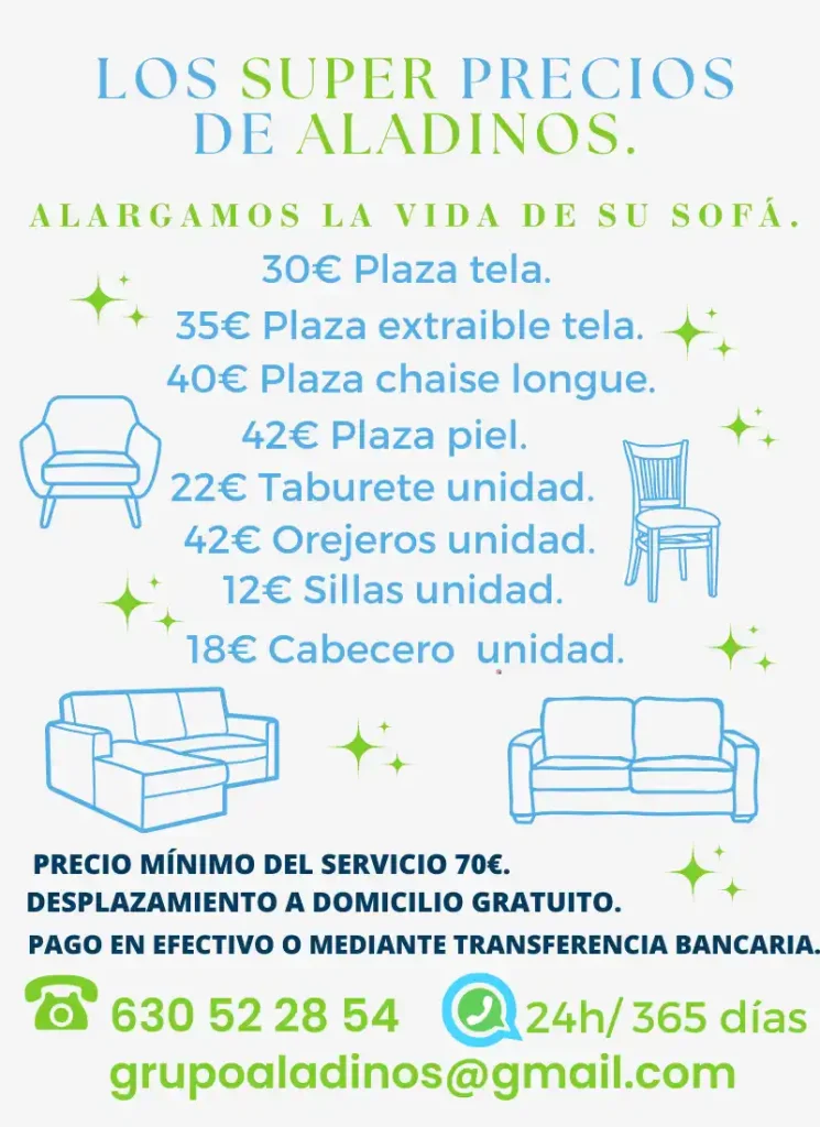 tarifa de precios de limpieza de sofas a domicilio en pozuelo de alarcon