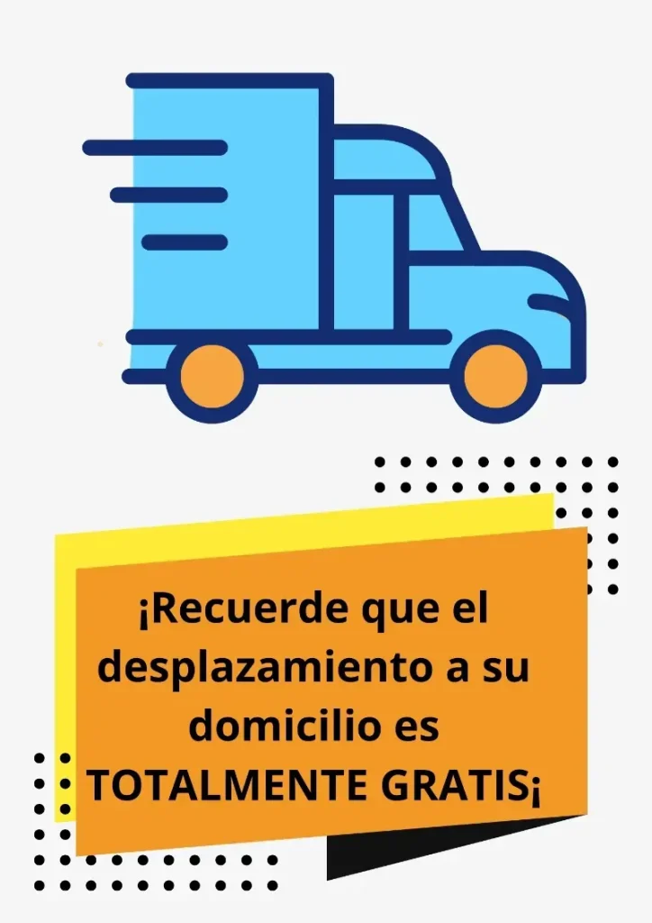 Promoción de Aladinos recordando que el desplazamiento a domicilio es totalmente gratuito, representado por un ícono de camión de entrega.