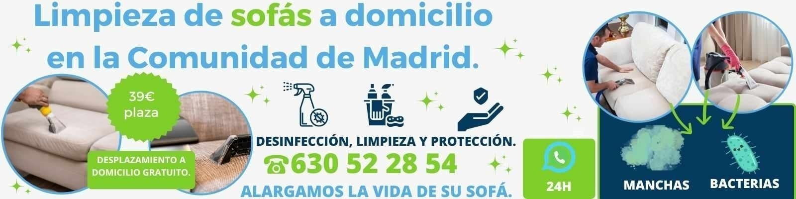 Desinfección profunda de un sofá con productos ecológicos en Tres Cantos.