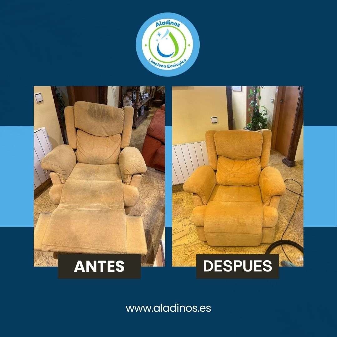 Resultado de la limpieza de un sillón reclinable en Rivas-Vaciamadrid.
