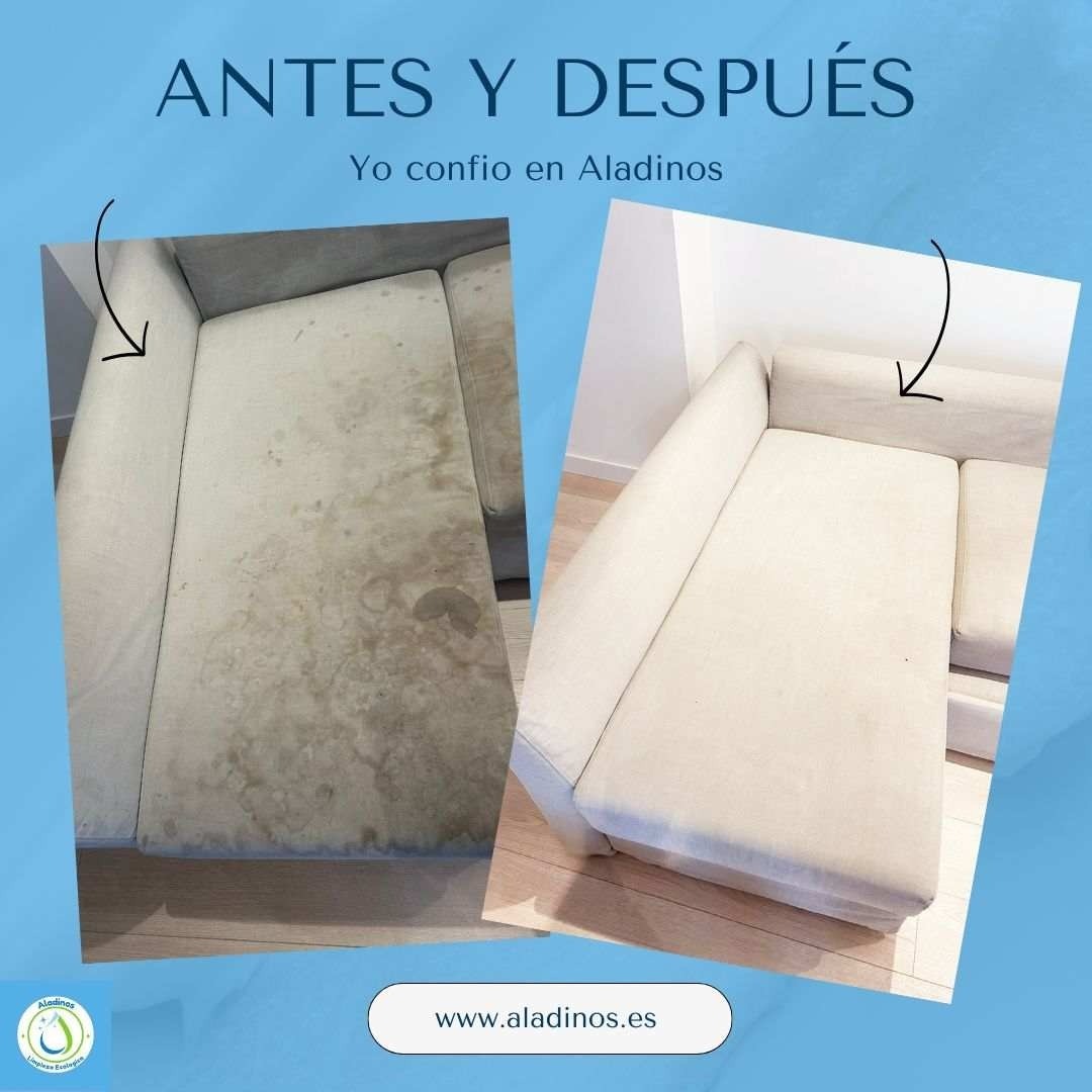 Antes y después de limpieza de sofás en Ajalvir