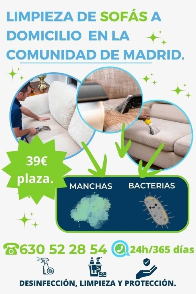 Limpieza de sofá con máquina profesional en Rivas-Vaciamadrid.