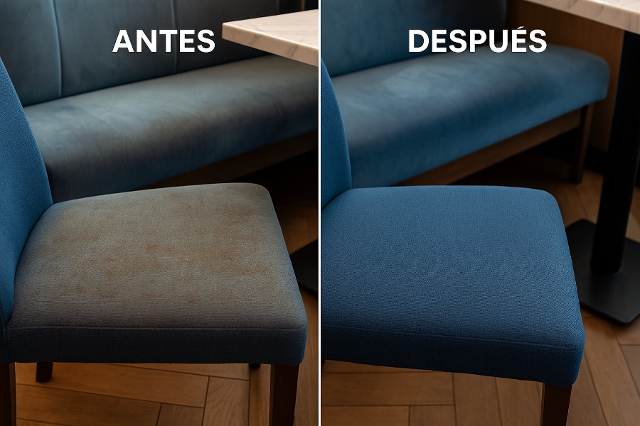 Limpieza profunda de tapicerías en restaurantes - resultados profesionales ALADINOS Madrid