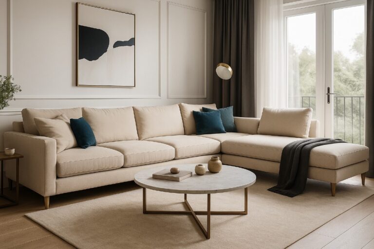 Sofá chaise longue limpio tras limpieza de sofás a domicilio en Arroyomolinos | Aladinos